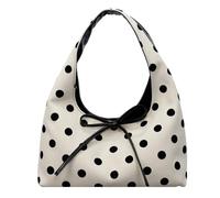 BUBEFSKD Sac à main avec motif à pois et nœud Petit sac en cuir PU pour femmes Sac à bandoulière compact pour sortir ensemble shopping, fête. Utilisez une petite poche sous le bras tendance, Noir