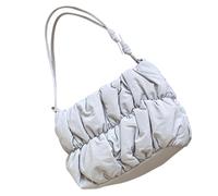 BUBEFSKD Sac à main contemporain en nylon matelassé grande capacité tampon Portefeuille à bandoulière avec fermeture éclair dans le sac pour femmes Sac à bandoulière en nylon, gris