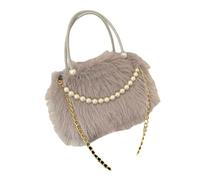 BUBEFSKD Sac bandoulière moderne en fourrure décoré de perles Sacs à bandoulière doux et de grande capacité pour fête de mariage déclarations sac à main de fête, gris clair