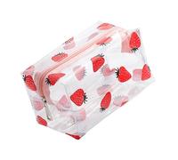 BUBEFSKD Sac de Maquillage Transparent Sacs Cosmétiques Transparents Imperméables Mallette de Toilette Pratique en PVC pour Pinceaux et Organisateur Essentiel de Voyage, fraise