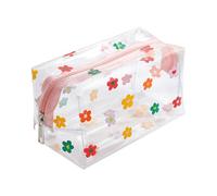 BUBEFSKD Sac de Maquillage Transparent Sacs Cosmétiques Transparents Imperméables Mallette de Toilette Pratique en PVC pour Pinceaux et Organisateur Essentiel de Voyage, Motif fleurs
