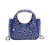 BUBEFSKD Sac Femme Rivets Creux Messenger Chaîne Shopping Créatif Épaule Mode Bandoulière Tendance Portefeuille Femmes Épaule Creux Rivets Crossbody Chaîne Pendentifs pour Voyage, bleu marine