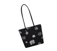 BUBEFSKD Sac fourre-tout oriental en cuir PU noir avec fermeture éclair Sac à bandoulière spacieux pour un usage quotidien et des occasions spéciales, Noir