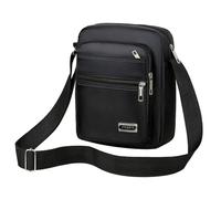 BUBEFSKD Sacs à bandoulière en tissu Oxford multifonctionnel léger décontracté avec sangle réglable pour hommes Multipper Crossbody multifonctionnel Affaires de non-responsabilité, Six Zipper Black