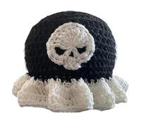 BUBEFSKD Seau en tricot à la mode pour femmes hommes pêcheur de bonnet tissé à la main pour fille Hollowout Nouveauté Accessoires d'Halloween Crâne au crochet fait à la main Pêcheur de crâne