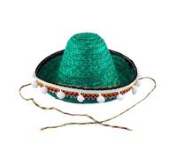 BUBEFSKD Sombrero Mexicain Festif 20/40/60 cm de diamètre Styles hawaïens avec Pompons Blancs Paille Sombrero Chapeaux Adultes