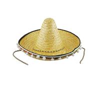 BUBEFSKD Sombrero Mexicain Festif 20/40/60 cm de diamètre Styles hawaïens avec Pompons Blancs Paille Sombrero Chapeaux Adultes