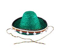 BUBEFSKD Sombrero Mexicain Festif 20/40/60 cm de diamètre Styles hawaïens avec Pompons Blancs Paille Sombrero Chapeaux Adultes