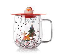 BUBEFSKD Tasse en verre à double isolation élégante Tasse murale délicate pour boissons chaudes avec Festival Noël Touch Tasse murale