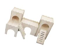 BUBEFSKD Tiny Hamster Mazes Maisons en bois drôles Double pont avec fenêtre pour hamsters nains et petits rongeurs