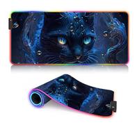 BUBELS Tapis de Souris de Jeu XXL Éclairage LED Fond caoutchouté Éclairage RGB Éclairage d'événements en Temps réel Optimisé pour Les capteurs de Jeu Chat Siamois 40 x 90 cm
