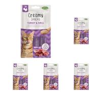 Bubimex - Creamy Snacks Dinde et Krill - Friandises Crèmes à Lécher pour Chats - Texture Lisse, Onctueuse et Appétissante - Stimule l'Appétit et Favorise l'Hydratation - 4 x 15 g (Lot de 5)
