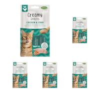 Bubimex - Creamy Snacks Poulet et Crabe - Friandises Crèmes à Lécher pour Chats - Texture Lisse, Onctueuse et Appétissante - Stimule l'Appétit et Favorise l'Hydratation - 4 x 15 g (Lot de 5)