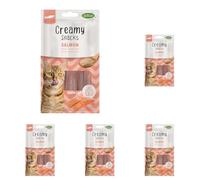 Bubimex - Creamy Snacks Saumon - Friandises Crèmes à Lécher pour Chats - Texture Lisse, Onctueuse et Appétissante - Stimule l'Appétit et Favorise l'Hydratation - 4 x 15 g (Lot de 5)