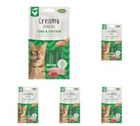 Bubimex - Creamy Snacks Thon et Poulet - Friandises Crèmes à Lécher pour Chats - Texture Lisse, Onctueuse et Appétissante - Stimule l'Appétit et Favorise l'Hydratation - 4 x 15 g (Lot de 5)
