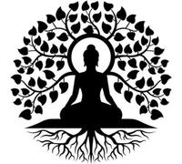 Arbre de Vie Bouddha Art Mural en Métal, Noir Bouddha Mandala Méditation Yoga Autel Buda Intérieur Zen Home Decor, Arbre de Vie Jardin Tenture Murale Décor,60cm