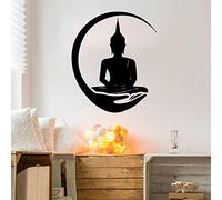 Bubinblau Art Mural en métal Bouddha Noir, Bouddha Noir Méditation Yoga Autel Buda Zen Décoration Murale pour la Maison, pour Panneau 3D à Suspendre en Plein air Décor découpé au Laser,30cm