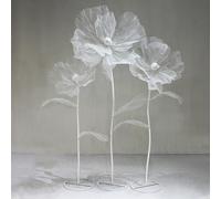 Bubinblau Blanc,B, 170 cm/5,6 Pieds Énorme Décoration de Fleurs en Soie Artificielle, Fleurs de Roses Géantes, Grandes Fausses Fleurs avec Base en Métal, Décor de Fête de Mariage