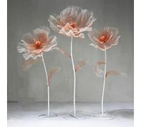Bubinblau Champagne,B, 170 cm/5,6 Pieds Énorme Décoration de Fleurs en Soie Artificielle, Fleurs de Roses Géantes, Grandes Fausses Fleurs avec Base en Métal, Décor de Fête de Mariage