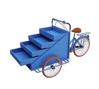 Bubinblau Chariot de nourriture pliable à trois reprises, remorque de concession mobile avec 4 étagères d'affichage, chariot commercial pour collations, boissons, café, hot-dogs, avec support de