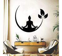 Bubinblau Décoration Murale en métal de Bouddha Noir, Art Mural en métal de méditation de Bouddha, Sculpture Murale en métal de méditation de Yoga de Femme Abstraite,30cm