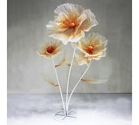 Bubinblau Orange,A, 170 cm/5,6 Pieds Énorme Décoration de Fleurs en Soie Artificielle, Fleurs de Roses Géantes, Grandes Fausses Fleurs avec Base en Métal, Décor de Fête de Mariage