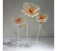 Bubinblau Orange,B, 170 cm/5,6 Pieds Énorme Décoration de Fleurs en Soie Artificielle, Fleurs de Roses Géantes, Grandes Fausses Fleurs avec Base en Métal, Décor de Fête de Mariage