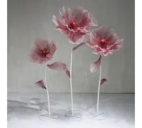 Bubinblau Rouge,B, 170 cm/5,6 Pieds Énorme Décoration de Fleurs en Soie Artificielle, Fleurs de Roses Géantes, Grandes Fausses Fleurs avec Base en Métal, Décor de Fête de Mariage