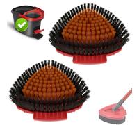 Bublador Spin Lot de 2 têtes de Rechange Balai à récurer pour Vileda Turbo, brosses de Sol triangulaires à Poils durs pour Salle de Bain, Cuisine, Piscine, Garage, terrasse