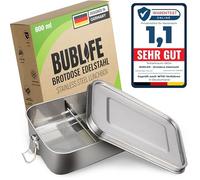 Bublife Boîte à déjeuner pour enfant avec compartiments - 800 ml - Boîte à déjeuner pour enfants et adultes - En acier inoxydable avec compartiments - Pour adultes