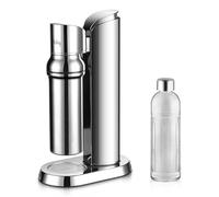 bubliq Glass Carbonator - Machine à gazéifier en acier inoxydable avec bouteille en verre de 1 l - Design minimaliste - Finition en acier inoxydable