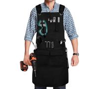 Bubmari Tablier De Travail Homme En Toile Cirée Imperméable, Tablier Menuisier Dos Croisé Avec 9 Poches Et Aimants, Ajustable Pour Bricolage, Mécanique, Jardinage(Black)