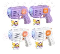 BUBOJOY 4PCS Pistolets à Bulles pour Enfants, Machine Bulles Automatique 10000+ Bulle avec Lumière/10 Trous/Solution pour en Plein Air Mariages Fêtes Cadeau, Blanc+Violet