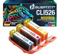 bubprint 3 Cartouche d'ENCRE imprimante compatible avec CANON CLI-526 Cyan Magenta Yellow AVEC PUCE
