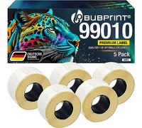 Bubprint 5 Rouleaux Étiquettes Compatible pour Dymo 99010 S0722370 pour Labelwriter 310 320 330 Turbo 400 Twin Turbo Duo 450 Twin Turbo Duo SE450 28MM X 89MM Blanc