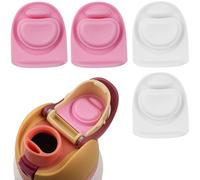 Bubrike Lot de 4 bouchons de rechange en caoutchouc, insert de capuchon en silicone, compatible avec le couvercle de bec verseur Owala Freesip (blanc + rose)