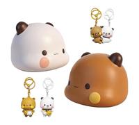 Bubu Dudu Lot de 2 jouets anti-stress pour enfants avec 4 porte-clés - Jouet doux à presser - Cadeau mignon pour petite amie, fille, garçon et enfant