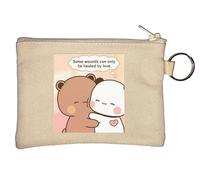 Bubu Dudu Porte-monnaie avec inscription « Some Wounds Can Only Be Healed by Love » Beige