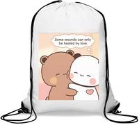 Bubu Dudu Sac de gym décontracté avec cordon de serrage Inscription Some Wounds Can Only Be Healed By Love Blanc