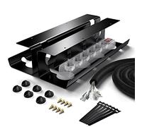 Bubulii Cable Management Bureau, Cache Cable Bureau Grande Capacité, Range Cable Bureau Facile à Assembler avec 6xPorte-câbles/6xCâbles Autocollants Magiques/1x100CM Tuyau de Câble (2PCS, Noir)