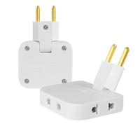 Bubuny 2 PCS Multiprise Plate Derriere Meuble avec 3 Prises, EU-US Adaptateur Multiprise Murale Extra Plate Pivotante 180º pour Espaces Restreints, 16A/250V, Blanc