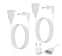 Bubuny Lot de 2 Rallonge d'alimentation Euro 1m Câble d’Extension Électrique Coudé à Prise Plate Câble d'alimentation Rallonge Européenne pour TV, PC, Console de Jeu, Lampe, Appareils