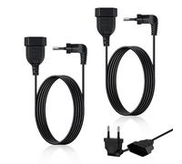 Bubuny Lot de 2 rallonges avec fiche européenne - 1 m - Pour TV, PC, console de jeux, lampe, appareils ménagers, noir