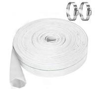 Bubuny Tuyau Refoulement 1 1/4" Plat 32mm 20m avec Clips, Tuyau Flexible en Textile pour Pompes Submersibles, Pompes à Eau Sale, Bassin, Jardin, Irrigation, Piscine et Puisard