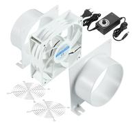 BUBY-100Mm Ventilateur De Conduit Dc12V, 3000 Tr/Min Extracteur D'Air 100Mm Avec Variateur 0-100%, Adaptateur De Conduit Pour Laser 3D, Cabine De Peinture, Tente De Culture Diy-Blanc