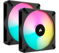 BUBY-Icue Af140 Rgb Elite 140Mm Pwm Kit De Deux Ventilateurs-Huit Led Rgb Par Ventilateur-Technologie Airguide-Palier Fluid Dynamic-Contrôleur Icue Lighting Node Core Inclus-Noir