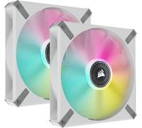 BUBY-Icue Ml140 Rgb Elite, 140 Mm Pwm Ventilateur Rgb (Technologie Airguide, Roulement À Lévitation Magnétique, Jusqu¿À 1 600 Tr/Min, Mode Zero Rpm, Bruit Faible) Paquet Double, Blanc