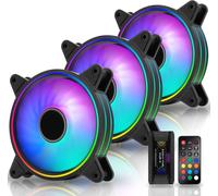 BUBY-Moonlight Ventilateur De Boîtier Rgb 120Mm Avec Hub Ventilateur Et Télécommande,Carte Mère Aura Sync,Contrôle De Vitesse,Ventilateur Adressable Pour Boîtier Pc-3 Pack