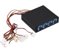 BUBY-Richer-R Contrôleur De Ventilateur, Contrôleur De Vitesse Ventilateur Cpu Avec 4 Channel Led Bleue Pc Cpu Fan Controller Pour Pc De Bureau (Noir)