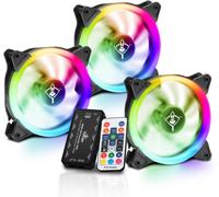 BUBY-Typhoon Kit 3 Ventilateurs Gamer Argb 120Mm/1200Rpm Led, Hub Et Télécommande Sku : Ycf-3Rgb-01